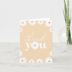 Carte De Remerciements Jaune Boho Daisy Floral Girl Baby shower