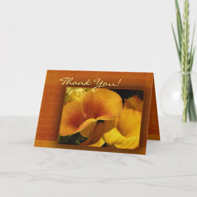 Carte de remerciements jaune de zantedeschia ! (Devant)