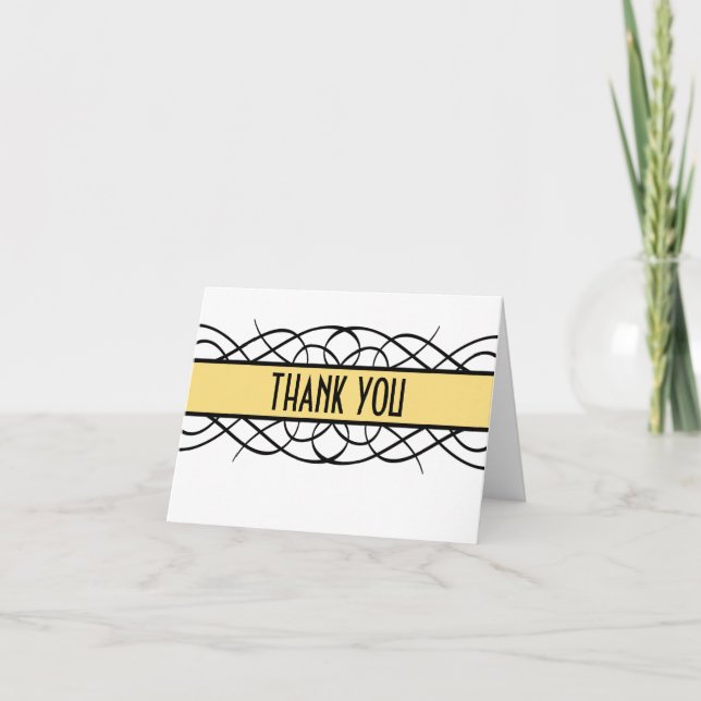 Carte de remerciements Jaune Déco (Devant)