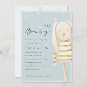 Carte De Remerciements Jaune Dusky Bleu Gris Lapin Oh Baby shower Invitat