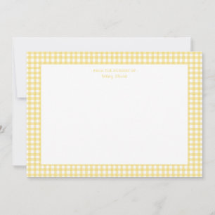 Carte De Remerciements Jaune et blanc gingham unisexe