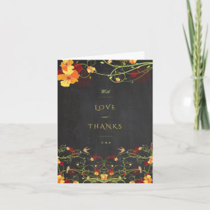 Carte De Remerciements Jaune Hibiscus Hirondelles Tableau Mariage Fleurs 