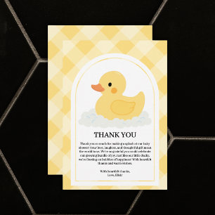 Carte De Remerciements Jaune moderne en caoutchouc Baby shower canard
