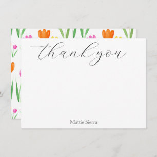 Carte De Remerciements Jaune, rose, orange Tulips Motif