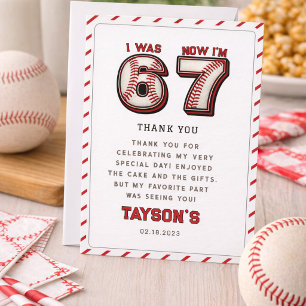Carte De Remerciements J'avais 6 ans, maintenant j'ai 7 ans – Baseball 7e
