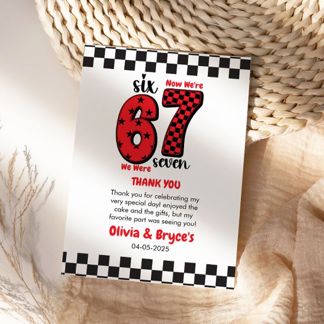 Carte De Remerciements J'avais 6 ans, maintenant j'ai 7 ans – Double anni (I Was 6, Now I’m 7 – Twin 7th Birthday for Kids Thank You Card
)