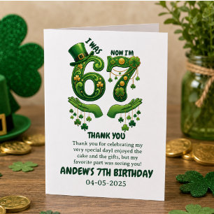 Carte De Remerciements J'avais 6 ans maintenant j'ai 7 ans garçon anniver