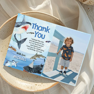 Carte De Remerciements Jawsome Shark Under the Sea Birthday Photo