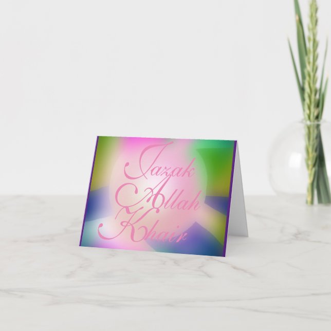 Carte De Remerciements Jazak-Allah-Khair Islamic (Devant)