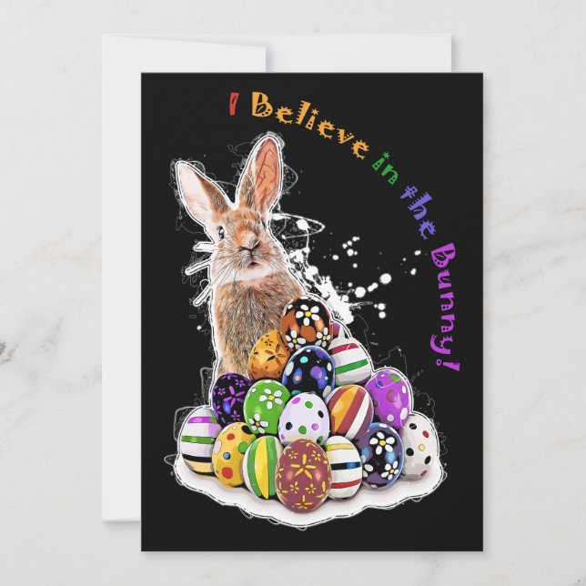 Carte De Remerciements Je crois au lapin ! Oeufs de lapin de Pâques (Devant)