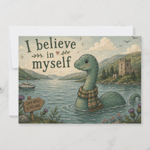 Carte De Remerciements Je crois en moi-même Loch Ness Monster fantaisiste