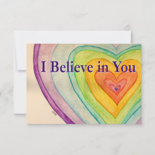 Carte De Remerciements Je crois en vous Rainbow Hearts Art Note Card