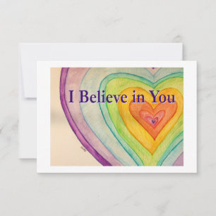 Carte De Remerciements Je crois en vous Rainbow Hearts Art Note Card