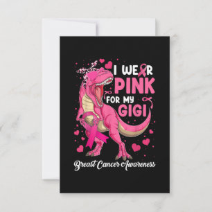 Carte De Remerciements Je porte le rose pour mon Gigi Funny Dinosaur T Re