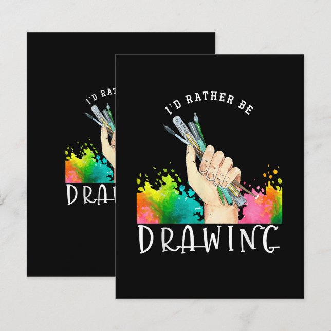 Carte De Remerciements Je préférerais dessiner (Devant / Derrière)