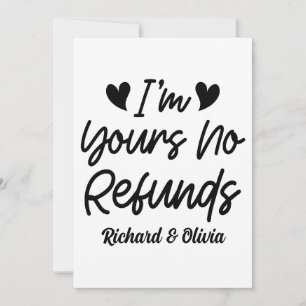 Carte De Remerciements Je suis à vous Aucun remboursement Valentines Day