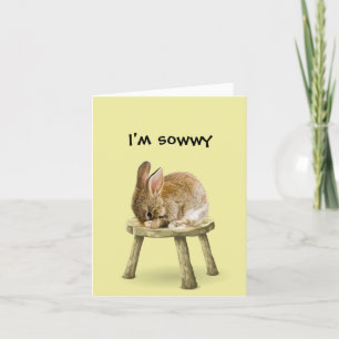 Carte De Remerciements Je suis Désolé Bunny Rabbit Card