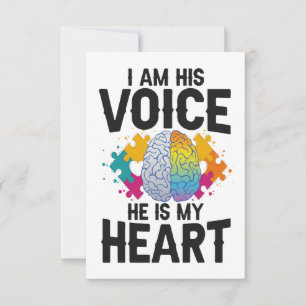 Carte De Remerciements Je suis sa voix Il est mon coeur Sensibilisation s