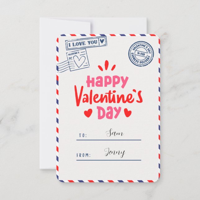 Carte De Remerciements Je T'Aime Joyeux Valentines Jour Voeux Romantiques (Devant)