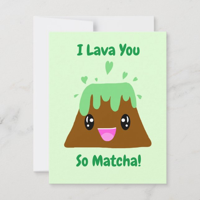 Carte De Remerciements Je t'aime tellement Matcha Kawaii Thé Vert Amour (Devant)