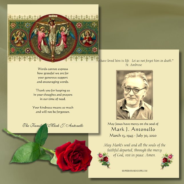 Carte De Remerciements Jesus Angels Sympathy Funérailles catholiques (Créateur téléchargé)