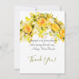 Carte De Remerciements Jet floral d'aquarelle sensible de rose jaune