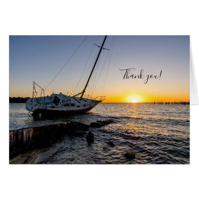Carte de remerciements Jetty Sunset du bateau à vo (Devant Horizontal)