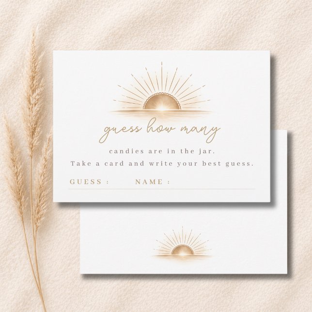 Carte De Remerciements Jeu de Baby Shower Boho Sunshine Devinez Combien d (Créateur téléchargé)