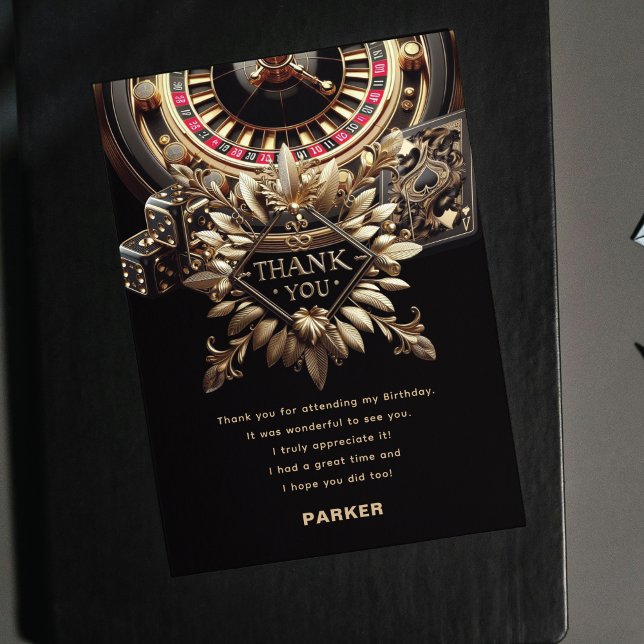 Carte De Remerciements Jeu Night Party Black Gold Custom (Créateur téléchargé)