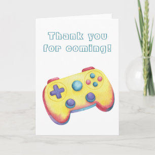 Carte De Remerciements Jeu vidéo aquarelle anniversaire enfants