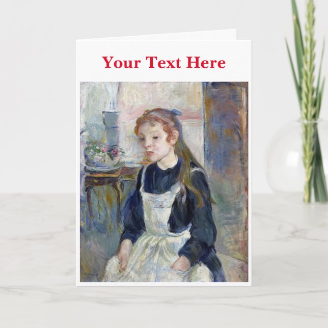 Carte De Remerciements Jeune fille avec tablier par Berthe Morisot (Devant)