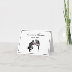 Carte De Remerciements Jeux de société Deux chats jouant aux échecs Match