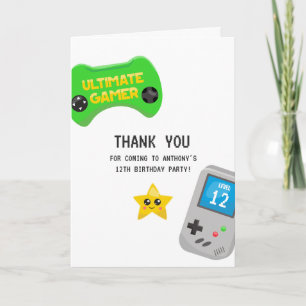 Carte De Remerciements Jeux vidéo fête d'anniversaire