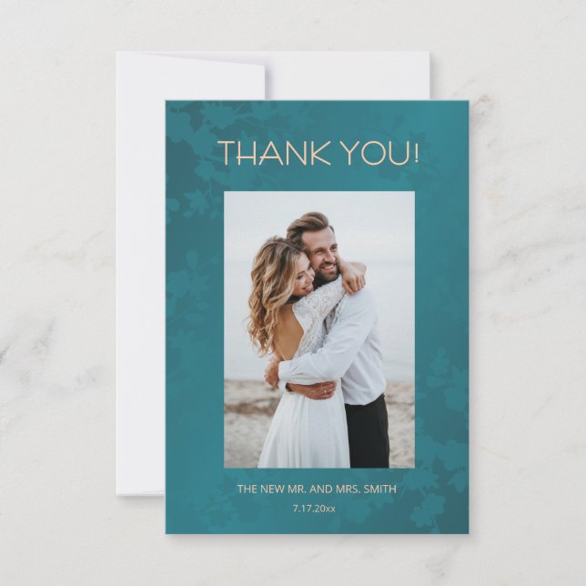 Carte De Remerciements Jewel Peacock Tone Wedding Thank You Card (Devant)