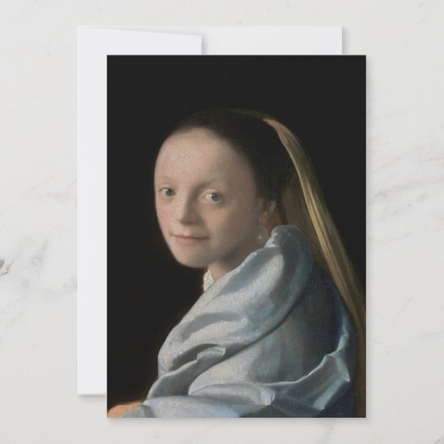 Carte De Remerciements Johannes Vermeer - Étude d'une jeune femme (Devant)