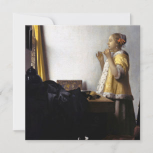 Carte De Remerciements Johannes Vermeer - Jeune femme avec collier perle