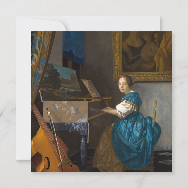 Carte De Remerciements Johannes Vermeer - Lady assise à une virginale (Devant)