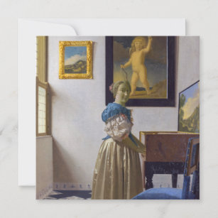 Carte De Remerciements Johannes Vermeer - Lady debout dans une virginale