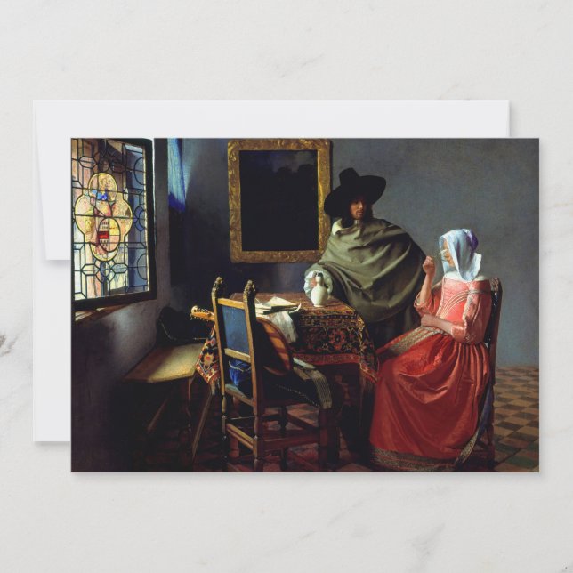 Carte De Remerciements Johannes Vermeer - Le verre du vin (Devant)