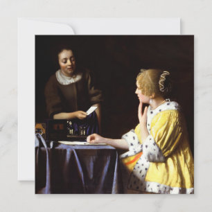 Carte De Remerciements Johannes Vermeer - Maîtresse et domestique