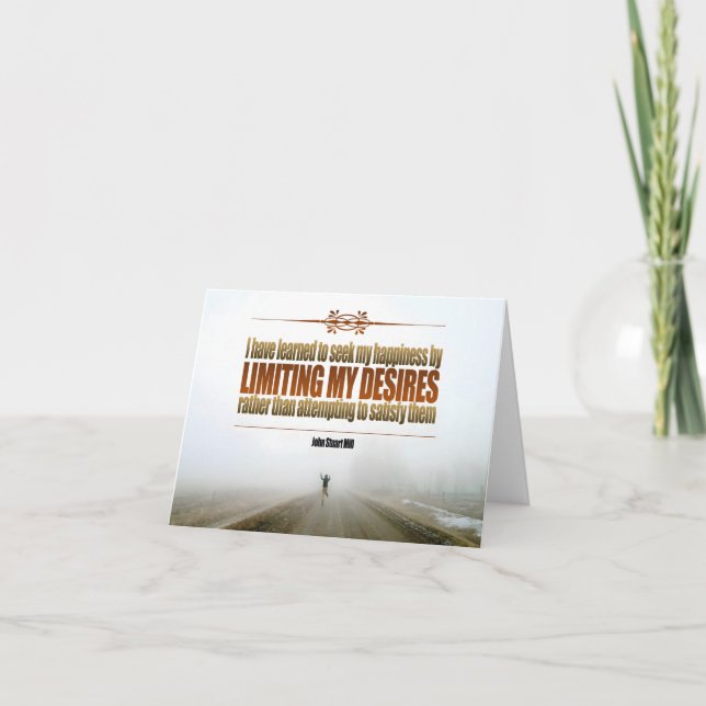 Carte De Remerciements John Stuart Mill Citation Inspirationnelle "Bonheu (Devant)
