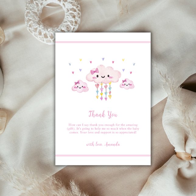 Carte De Remerciements Joli Baby shower d'amoureux à goutte de pluie colo (Cute Colorful Raindrop Sweetheart Baby Shower Thank You Card)
