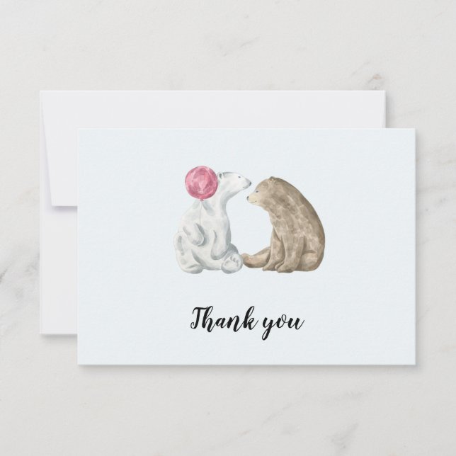 Carte De Remerciements Joli Baby shower d'ours d'aquarelle (Devant)