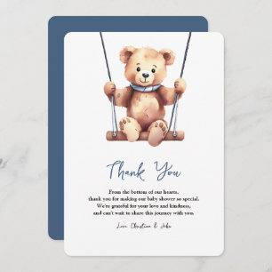 Carte De Remerciements Joli Baby shower Garçon Teddy Bear