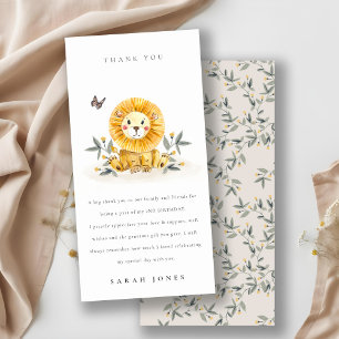 Carte De Remerciements Joli bébé lion de la forêt feuillage Anniversaire