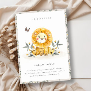 Carte De Remerciements Joli bébé Lion Foliage N'importe quel âge Annivers