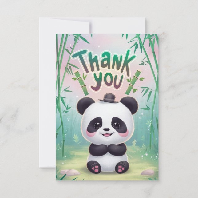 Carte De Remerciements Joli Boho Panda (Devant)