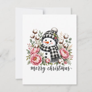 Carte De Remerciements Joli Bonhomme de Neige Joyeux Noël