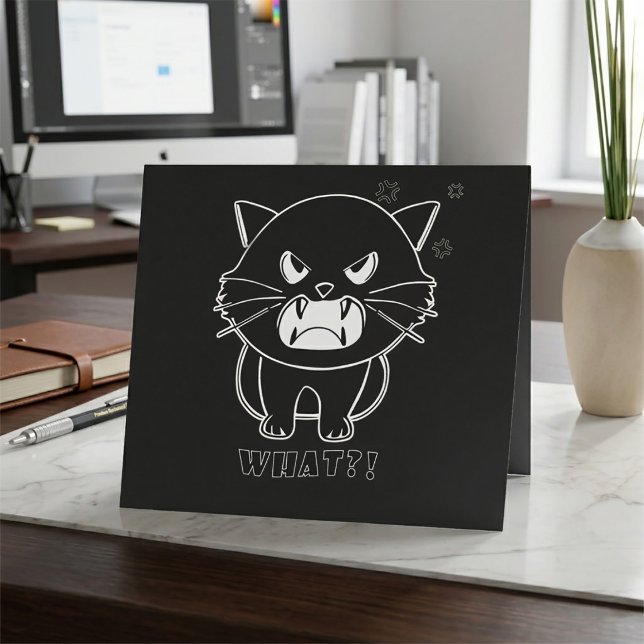 Carte De Remerciements Joli chat en colère qui siffle quoi. (Cute angry cat hissing What. Thank You Card)