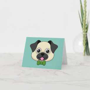 Carte De Remerciements Joli chien Carlin avec Papillon